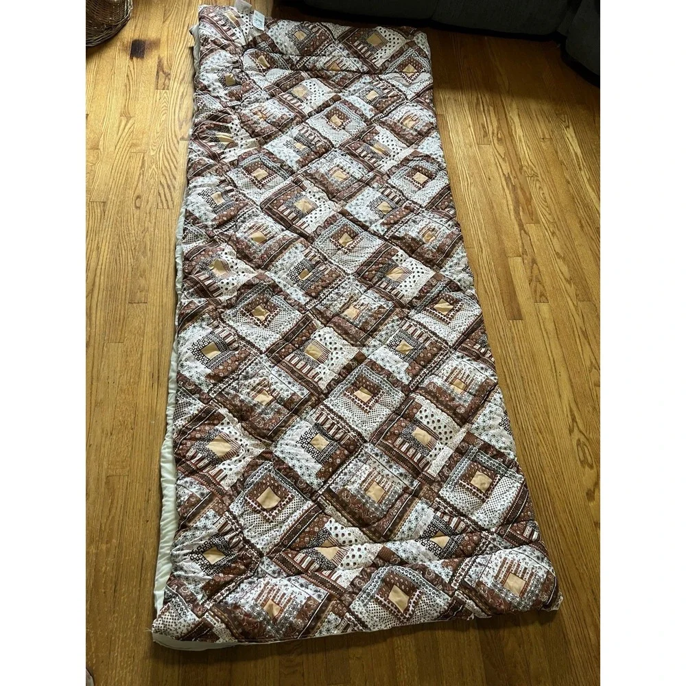 Vintage Crown Crafts Classics Full/Queen Comforter Brown Patchwork USA
